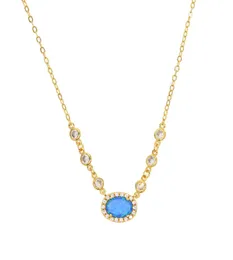 2018 Hochwertiges Messing Mode Schmuck Blau Feuer Opal Edelstein CZ Link Kette Gold Silberschärfes Kragen Edelstein Halskette6053696