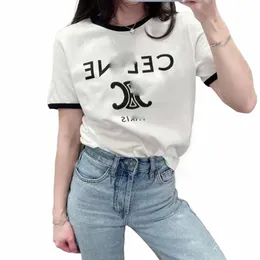 Top Women's T-shirt Designer Abbigliamento in cotone Tops CE ARC Lettere Stampato da donna T-shirt in cotone a maniche corte corta da donna