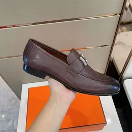 2024 Summer New Men's Business Casual Top Layer Cowhide Genuine Leather Large Sole Round Toe Kick Lefu Shoes