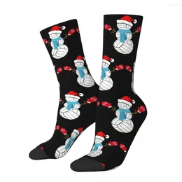 Men's Socks Volleyball Snowman Holida de natal engraçado Harajuku Meias de alta qualidade durante toda a temporada Acessórios longos para presentes