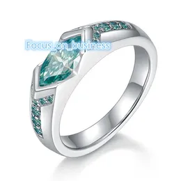 حلقات مجوهرات أزياء بالجملة 925 Sterling Silver Prong Set 1 -Carat Green Black Moissanite Eye of Horus Rings