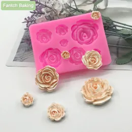 Formen Artensizesize Rose Silikonform Harzkunst DIY -Kuchen Schokoladenzucker Fondant Backform Formformwerkzeuge Blumenschmuck