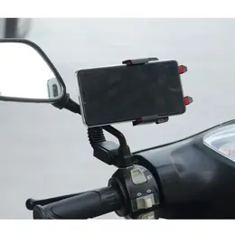 Novo suporte de celular de carro elétrico de motocicleta sem deslizamento antivibração espelho retrovisor espelho rotativo de trava automática de pilotagem para