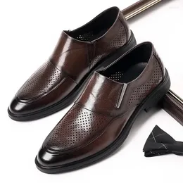 Vestido Sapatos de alta qualidade Brand High-De-De Business Masculino de couro genuíno de trabalho respirável grosso respirável