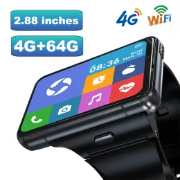 Orologi 2023 Smart Watch Phone 4G LTE 4+64 GB Smartwatch da 2,88 pollici Screen Men Watch 2300Mah Dual Camera Face Sblocca GPS WiFi Android 9