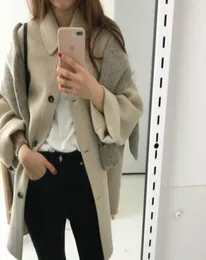 Design Wool Coat WomenTurn Down Causal Blends Winter Coat Single Breasted Woman Jacket Loose Woolen Outwear Abrigos Mujer Invier5417455