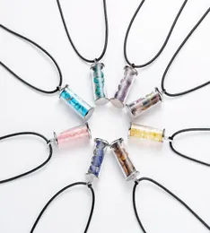 Chakra Heilung Kristall Wunschflasche Anhänger Halskette für Frauen Mädchen gestürzt Rock Wicca Tumble Stone Wunsch Reiki Energy2394948