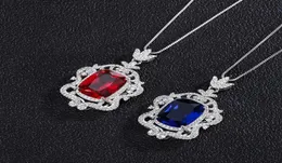 Kolye Kolyeler Vintage Oluşturuldu Ruby Safir Taş Çiçeği Sarkık Kolye Mikro Pave Kübik Zirkonya Gelin Düğün Güzel Jew8464546