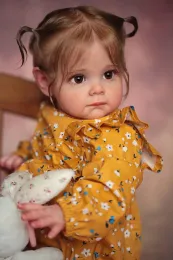 Puppen NPK 60 cm Neugeborene handgefertigte 3D -Haut Hochqualität wiedergeborenes Kleinkind Maggie Detaillierte lebensee lebensee handgewurzelte Haarsammlerkunstpuppe