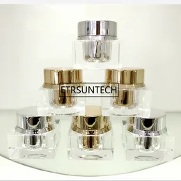 Lagringsflaskor 5G Square Cream Burs Cosmetic Packaging Empty Prov Cosmetics Luxury Acrylic Jar F1350