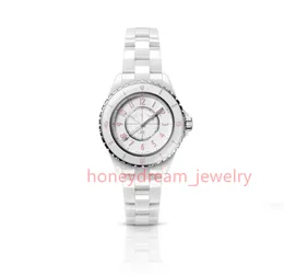 Chan J12 Pink Number Watch Ceramic Watch с Diamond J2 Preawned Leather Black Woven Pare Par