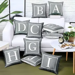 Pillow 45x45cm Letter Printed Cover Single Side Car Sofa Pillows Pillowcase Alphabet Case Living Room Home Decor