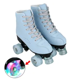 Stiefel PU Leder Roller Skates Skating Schuhe 4Wheel Skates Schieber Inline Quad Skates Sneakers Rollers Schuhe mit Rädern blinken