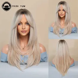 Synthetische Perücken lange blonde Perücke Womens Synthetische Haarkante