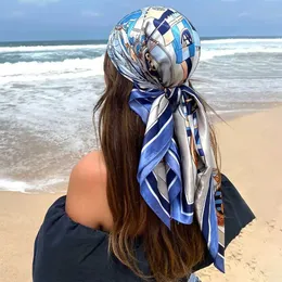 BANDANAS DURAG 90 * 90CM başörtüsü fullarca iuxe bandana kadın başörtüsü ipek atkı kadın başörtüsü vintage mevsimsel saç scarf 240426