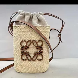 Bolsa de palha francesa loewew bolsas de tecido de mão raffias saco de designer saco de balde feminino loeweee um ombro saco crossbody verão 4860