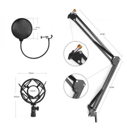 NB35 Desktop Table Tripod Microphone Mic Stand Holder With Clip Microphone Stand Holder för montering på PC Laptop Notebook6407234