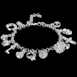 Kedja kcrlp mode 925 sterling sier fin zirkon hjärtformad nyckelhänge armband lämpligt för kvinnors fest gåvor bröllop accessori dhdjn