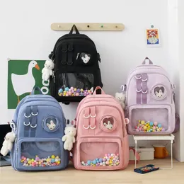 Рюкзак Япония Симпатичная ITA Transparent PVC Bag Women Girl Girl Mochila School Book мешок маленький круглый карман дизайнер 4 цвета нейлон