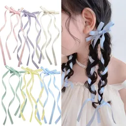 Sweet Ribbon Long Bow Hair Claw Clip for Women Girls Kawaii Child Ballet Hairpin Pannband Gift Party Holiday Accessories