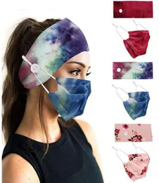 Breathable Cotton Face Mask Ps Hairband Yoga Sport Printed Button Elastic Headband Dustproof Masks Headscarf Accessories Wholea477830169