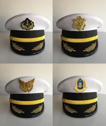 Captain Hat Male Seaman Big Cap Maritime Crew White Navy Sailor Stage Performance Hat Wide Brim3142196