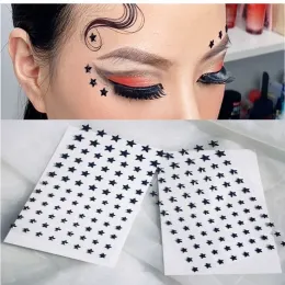 Tatuaggi 2 PC/Set Music Party Festival Black Stars Eyes Face Face Jewels Makeup 3D Art Makeup Accessori per unghie Accessori per la carrozzeria