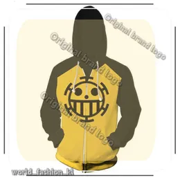 Designer Hoodie Anime Anime One Piece Felpe con cappuccio 3D Felpa con cappuccio Trafalgar Law cosplay pirati di felpa con cappuccio per pullover sottile top con cappuccio di abbigliamento da esterno 664