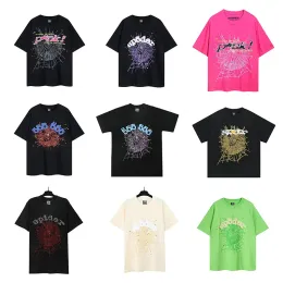 Genç Thug Tasarımcı T Shirt 2024 Erkekler ve Kadınlar İçin Yaz Boyut S M L XL Grafik Tee Giyim 555 Örümcek Tshirt Pembe Siyah Beyaz Genç Thug 55555