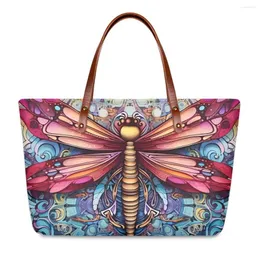 Kvällspåsar stor kapacitet handväska för kvinnor mode konst slända mönster tryck casual rese axel väska damer shopping tote