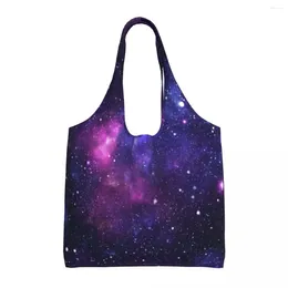Borse da sera Purple Galaxy Borse per la spesa esterna Spazio stelle di nebulosa donna borsette di massa in poliestere scolastico