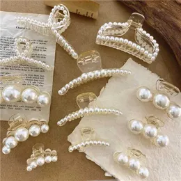 Haarclips Barrettes Korean Fashion Pearl Claw Vintage Transparent Clip Elegante Prinzessin Kopfbedecke Damen Accessoires