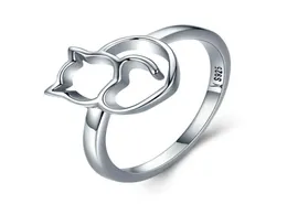 Niedliche Katzendesign 925 Sterling Silber Ring für Frauen Mädchen Schmuck Finger Band Größe 6810553171439496
