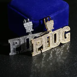 ECED OUT BLING 5A CZ -Stecker Anhänger Halskette Charme Micro Pave Full Cubic Zironica Stone Hip Hop Mode Kühle Buchstaben Schmuck Männer 266J