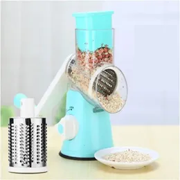 3-in-1 Manual Rotation Vegetable Fruit Slicer Round Cutter Potato Grater Spiralizer Vegetable Chopper Kitchen Home Tools 240422