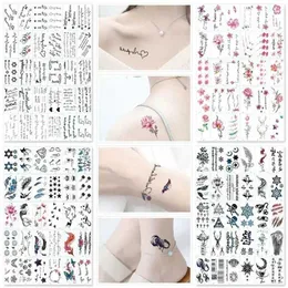 Transferência de tatuagem 30pcs/conjunto sem repetir tatuagens temporárias tatuagens à prova d'água para mulheres sexy braço clavícula corporal pé de mão para meninas homens 240426