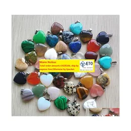 Charms 20Mm Assorted Heart Natural Stone Pendants For Necklace Jewelry Making Drop Delivery Findings Components Dhncr ZZ