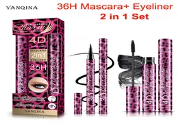 Maquiagem ocular 36h mímel mímel kit de lápis Yanqina 2 em 1 Eyeliner líquido de precisão 4d Curl rímel de espessura rímel com duração mais duradoura 2027793