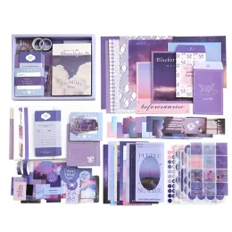 المفترات 155pcs فتاة DIY Scrapbooking Supplies قرطاسية القرطاسية طقم مجموعة أدوات A6 GRID Notebook ملصق Washi للمراهقين JOURNALING