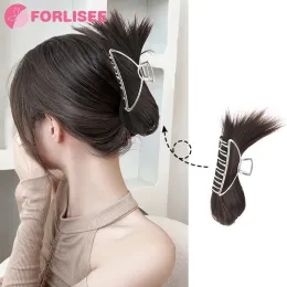 Chignon per clip di squalo taglio finto clip femmina palla testa naturale bocciolo fiore anello di capelli finti