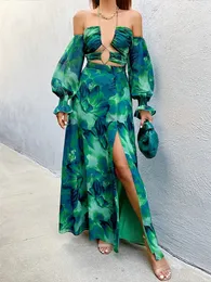 Moda Floral Print Swimsuith Halter Bikini Beach Dress Women Women Swimbywear e Cover Up Bathing Suit de banheira Beachwear 2024 240423