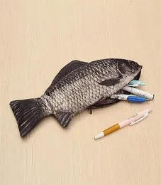 Storage Bags Carp Pen Bag Realistic Fish Shape Makeup Pouch Pencil Case With Zipper Makeup Casual Gift Toiletry Wash Funny Handba7670686