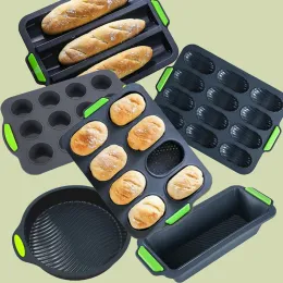 Moulds Food Grade Silicone Cake Molds Toast Tray Bread Pan Brownie Dessert Madeleine Cake Moulds Baguette Baking Tools Muffin Bakeware