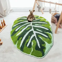 Teppiche Grüne Blatt Fläche Teppich Kinderzimmer Süßes Badematte Nicht -Schlupf -Waschkörper für Schlafzimmer Badezimmer Kinder Spielzimmer Boho Home Decor Teppiche