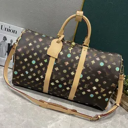 High Capacity Designer Duffel Bag Men Reisetasche Keepall Luggage Bag Genuine Leather Printed Top Tote Handbag 50cm