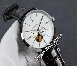 Novo Altiplano aço barato CAES G0A29112 MIYOTA 8215 Tourbillon Mens Automático Assista Dial Branco Stranças de Couro Hellowatch 85293287