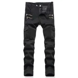 Jeans masculinos 2024 New Mens Bicycle Pants Exército Motocicleta Verde Moda de ponta Direct Matching Casual Q240427