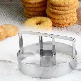 Moulds New Round Stainless Steel Cookie Mold Manually Press Biscuit Cake Decoration Tool DIY Biscuits Cutters Kitchen Baking Tool