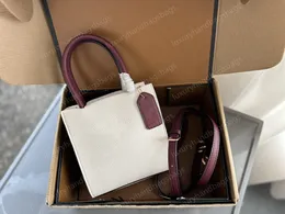 2023 Vintage Trend Pozycja skórzana TOTE prosta moda torba crossbody pionowa torebka nadrukowana wysokie wyglądy pasek odłączany 128571 wyg