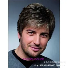 Mens Wig Slanted Bangs Short Straight Hair Pannband Yiwu